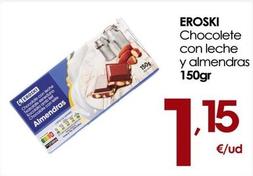 Oferta de Eroski - Chocolate Con Leche Y Almendras por 1,15€ en Eroski