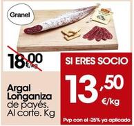 Oferta de Argal - Longaniza De Payes por 13,5€ en Eroski