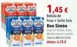 Oferta de Don Simón - Bebida De Fruta + Leche Zero por 1,45€ en SPAR