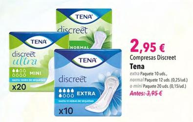 Oferta de Tena - Compresas Discreet por 2,95€ en SPAR