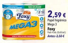 Oferta de Foxy - Papel Higienico Mega 3 por 2,59€ en SPAR