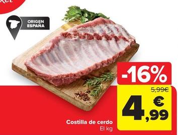 Oferta de Costilla De Cerdo por 4,99€ en Carrefour Market