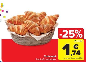 Oferta de Croissant Pack 6 Unidades por 1,74€ en Carrefour Market