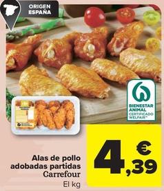 Oferta de Carrefour - Alas De Pollo Adobadas Partidas por 4,39€ en Carrefour Market