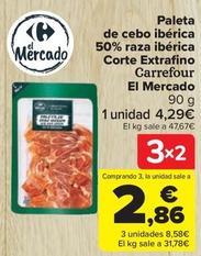 Oferta de Carrefour - Paleta De Cebo Ibérica 50% Raza Ibérica Corte Extrafino por 4,29€ en Carrefour Market
