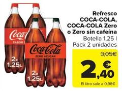 Oferta de Coca-cola - Refresco Zero O Zero Sin Cafeína por 2,4€ en Carrefour Market