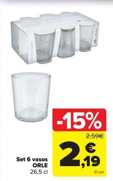 Oferta de Carrefour - Set 6 Vasos por 2,19€ en Carrefour Market