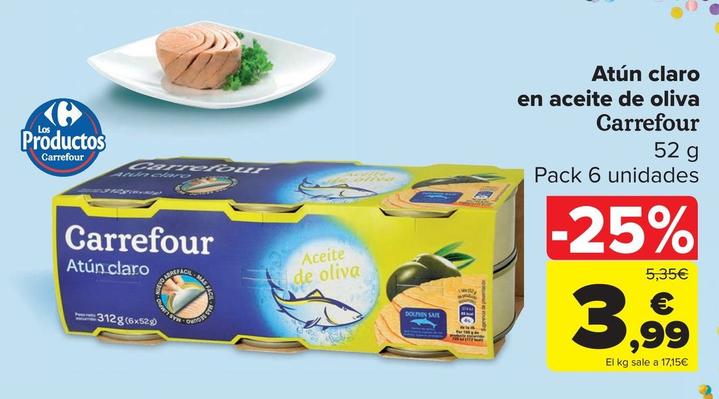 Oferta de Carrefour - Atún Claro En Aceite De Oliva por 3,99€ en Carrefour Market