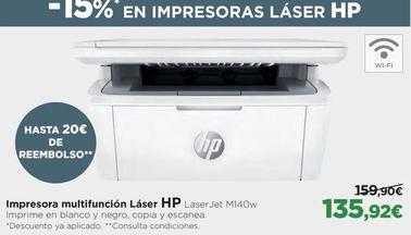 Oferta de Hp - Impresora Multifunción Láser Jet M140w por 135,92€ en El Corte Inglés