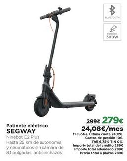Oferta de Segway - Patinete Eléctrico Ninebot E2 Plus por 279€ en El Corte Inglés