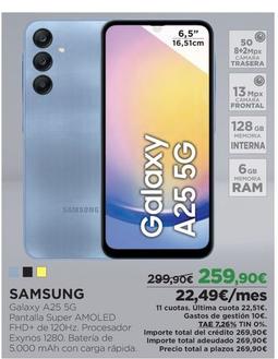 Oferta de Samsung - Galaxy A25 5G por 259,9€ en El Corte Inglés