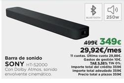 Oferta de Sony - Barra De Sonido HT-S2000 por 349€ en El Corte Inglés