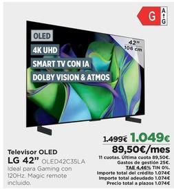 Oferta de Lg - Televisor OLed 42" OLED42C35LA por 1049€ en El Corte Inglés