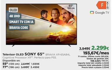 Oferta de Sony - Televisor Oled 65" Bravia XR-65A84L por 2299€ en El Corte Inglés