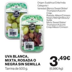 Oferta de Sin Pepos - Uva Blanca / Mixta / Rosada / Negra Sin Semilla por 3,49€ en El Corte Inglés