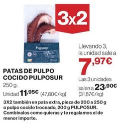 Oferta de Pulposur - Patas De Pulpo Cocido por 11,95€ en El Corte Inglés