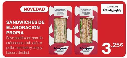 Oferta de El Corte Inglés - Sandwiches De Elaboración Propia por 3,25€ en El Corte Inglés