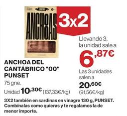 Oferta de El Corte Inglés - Anchoa Del Cantábrico "00" Punset por 10,3€ en El Corte Inglés