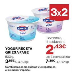 Oferta de Fage - Yogur Receta Griega por 3,65€ en El Corte Inglés