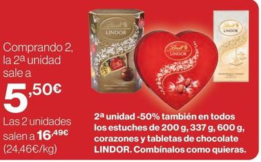 Oferta de Lindt - En Todos Los Estuches Corazones Y Tabletas De Chocolate por 5,5€ en El Corte Inglés