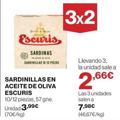 Oferta de Escuris - Sardinillas En Aceite De Oliva por 3,99€ en El Corte Inglés