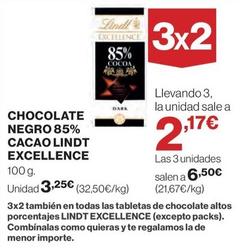 Oferta de Lindt - Chocolate Negro 85% Cacao Excellence por 3,25€ en El Corte Inglés