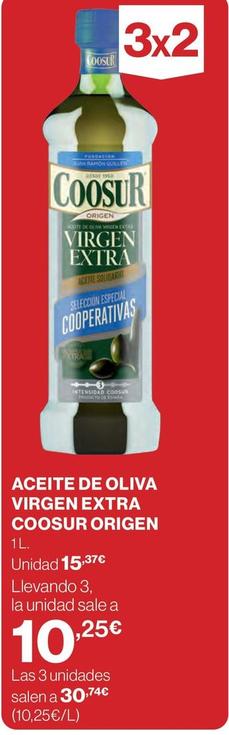 Oferta de Coosur - Aceite De Oliva Virgen Extra Origen por 15,37€ en El Corte Inglés