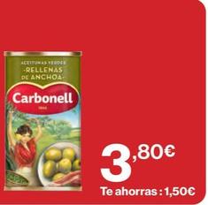 Oferta de Carbonell - Aceitunas Verdes Rellenas De Anchoa por 3,8€ en El Corte Inglés