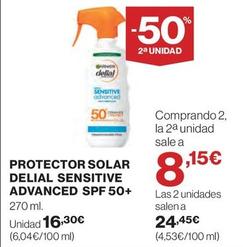 Oferta de Garnier - Protector Solar Delial Sensitive Advanced Spf 50+ por 16,3€ en El Corte Inglés