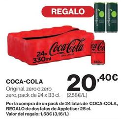 Oferta de Coca-cola - Original, Zero O Zero Zero, Pack De 24 X por 20,4€ en El Corte Inglés
