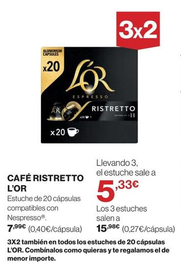 Oferta de L'or - Café Ristretto por 7,99€ en El Corte Inglés