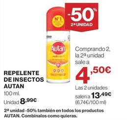 Oferta de Autan - Repelente De Insectos por 8,99€ en El Corte Inglés