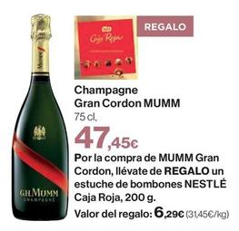 Oferta de GH.Mumm - Champagne Gran Cordon por 47,45€ en El Corte Inglés