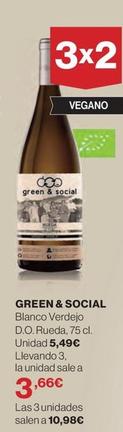 Oferta de Green & Social - Blanco Verdejo D.O. Rueda por 5,49€ en El Corte Inglés