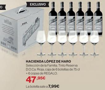 Oferta de Lopez De Haro - Hacienda Tinto Reserva D.O.Ca. Rioja por 7,99€ en El Corte Inglés