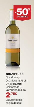 Oferta de Gran Feudo - Chardonnay D.o. Navarra por 5,49€ en El Corte Inglés