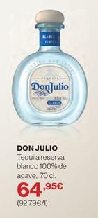 Oferta de Don Julio - Tequila Reserva Blanco 100% De Agave por 64,95€ en El Corte Inglés