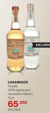 Oferta de Casamigos - Tequila 100% Agave Azul Reposado O Blanco por 65,95€ en El Corte Inglés