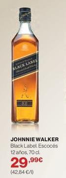 Oferta de Johnnie Walker - Black Label. Escocés 12 Años por 29,99€ en El Corte Inglés