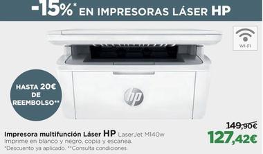 Oferta de Hp - Impresora Multifunción Láser Jet M140W por 127,42€ en El Corte Inglés