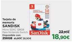 Oferta de Sandisk - Tarjeta De Memoria Micro SDXC 128GB por 18,9€ en El Corte Inglés