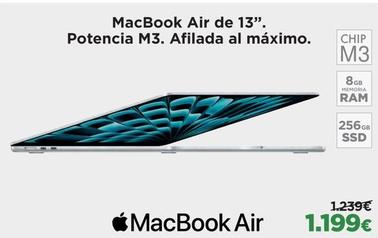 Oferta de Apple - Macbook Air De 13". Potencia M3. Afilada Al Máximo por 1199€ en El Corte Inglés