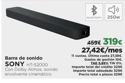 Oferta de Sony - Barra De Sonido por 319€ en El Corte Inglés