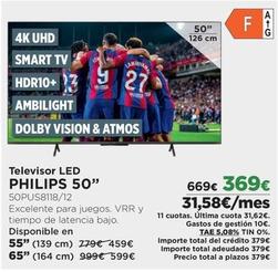 Oferta de Philips - Televisor Led 50" 50PUS8118/12 por 369€ en El Corte Inglés