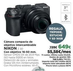 Oferta de Nikon - Cámara Compacta De Objetivo Intercambiable por 649€ en El Corte Inglés