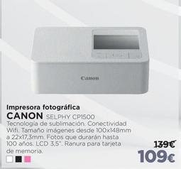Oferta de Canon - Impresora Fotográfica por 109€ en El Corte Inglés