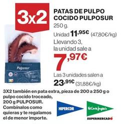 Oferta de Pulposur - Patas De Pulpo Cocido por 11,95€ en El Corte Inglés