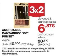 Oferta de Anchoa Del Cantábrico "00" Punset por 10,3€ en El Corte Inglés