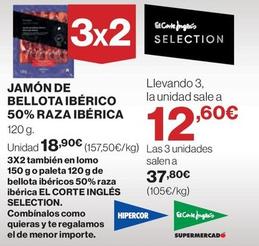 Oferta de Jamón De Bellota Ibérico 50% Raza Ibérica por 18,9€ en El Corte Inglés
