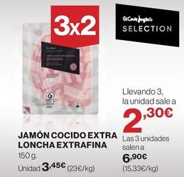 Oferta de Jamón Cocido Extra Loncha Extrafina por 3,45€ en El Corte Inglés